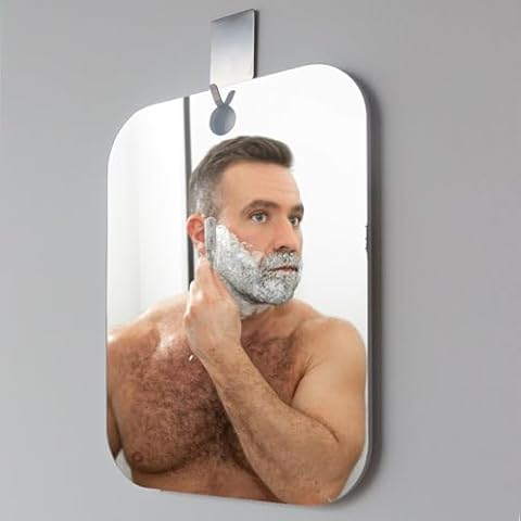 BQRIS Shower Mirror No Fog Shaving Mirror 10.5"x8.06", Shatter-Proof Men's Wall Hanging no Fog Handheld Locker Mirror Anti-Fog Indestructible Luxury Plexiglass Makeup Small Travel Camping Mirror-6 Cover