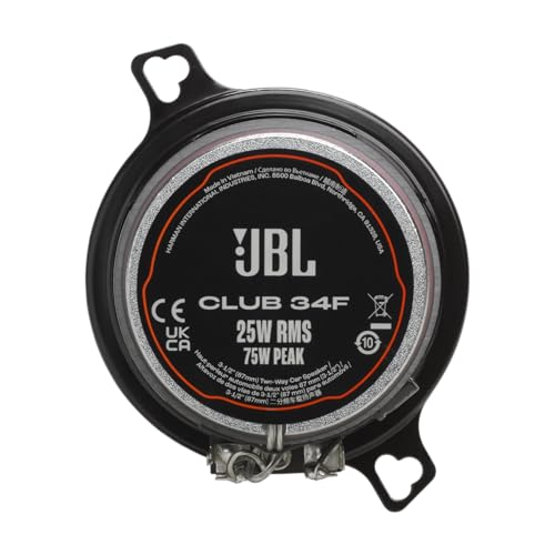 Image of JBL Club 34F - 3-1 /2 inch (87mm) Two-Way Car Speaker, 75 Watts Peak, 25 Watts RMS, Sensitivity (@ 2.83V): 89dB, Frequency Response: 90Hz - 20kHz, Nominal Impedance: 3.0 ohms