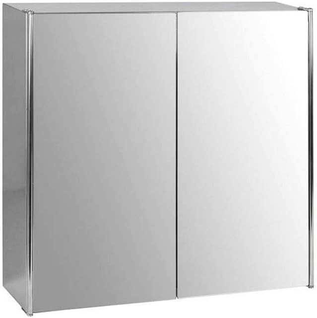 Bath Vida Tiano Bathroom Cabinet Double Door Mirrored Wall Mounted Stainless Steel Modern