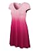 LL Womens Ombre V Neck Cap Sleeve T Shirt Dress - Made in USA