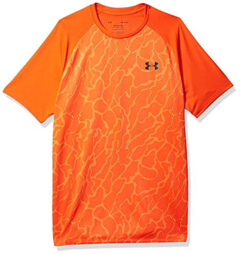 Under Armour Men's Tech 2.0 Vibe Print Short Sleeve Gym Workout T-Shirt, Ultra Orange (856)/Black, Large