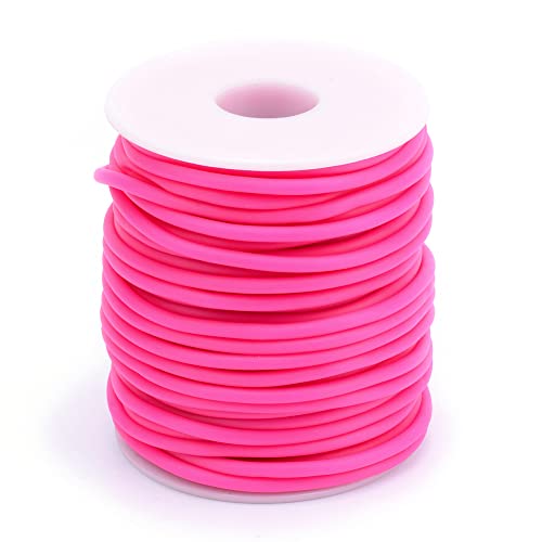 Beadthoven 4mm Hollow Pipe Rubber Tube Cords, 16Yards Barber Cord for Knitting Stitch Holder, Tubing Rubber Cord with Spool for Bracelet Jewelry Making DIY Crafts 2mm Hole - Camellia