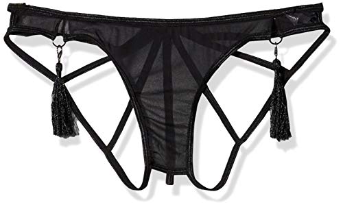Coquette Women's Spellbound Mesh Cage Panty with Removeable Fringe Ticklers, Black, One Size Coquette Women's Spellbound Mesh Cage Panty with Removeable Fringe Ticklers, Black, One Size