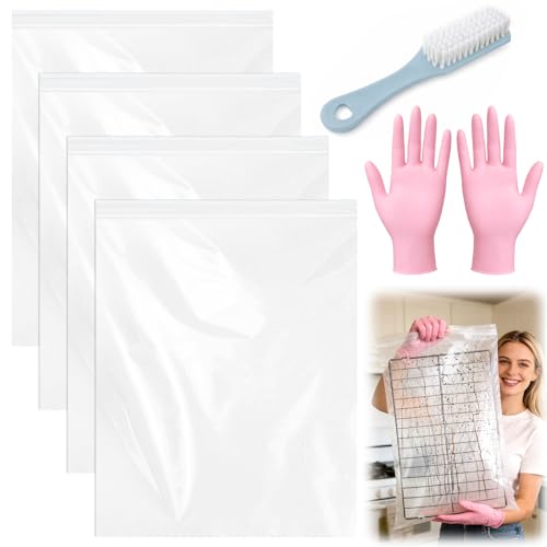 Juome Oven Rack Cleaning Bags, 4 Pack Reusable No Scrub