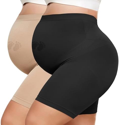 Maternity Shapewear for Under Dresses Over Belly Pregnancy Underwear Mid-Thigh High Waist Shorts Panties for Baby Shower