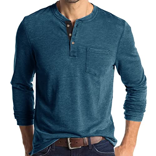Uposiut Mens Henley Shirts Short Sleeve Mens Shirts Casual T Shirt Pocket Tee Shirts