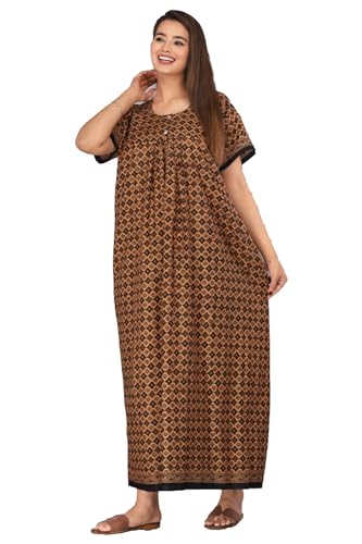 Image of Monique Brand 100% Pure Cotton Nighty for Woman | Floral Gown for Women Night Wear | Cotton Nighty for Women Stylish | Maxi for Women Cotton