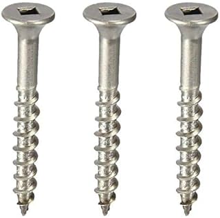 Newport Fasteners #12 x 3" Marine Grade Type 316 Stainless Steel Deck Screw, Internal Square Drive, Bugle Head (25 Pack) Type 17 Wood Cutting Point, 2" Thread Length, 3" Screw Length