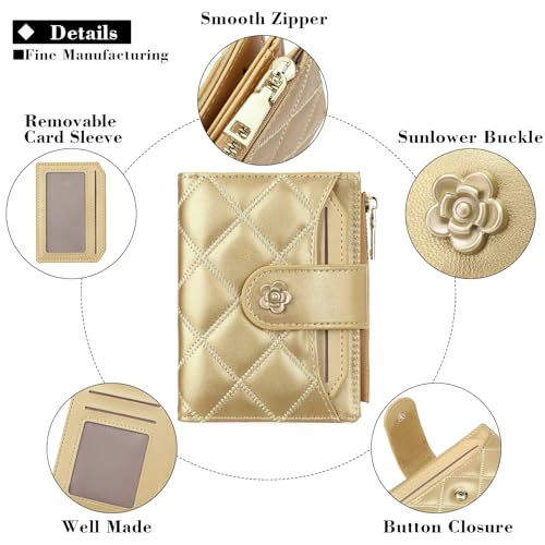 Image of RNIEGA Small Wallets for Women Leather Bifold Wallet Women RFID Blocking Purse Credit Card Holder with 15 Card Slots and ID Window Coin Pocket