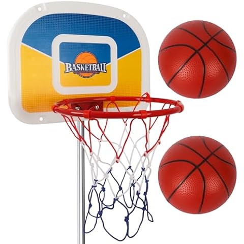 Trampoline Basketball Hoop, Teenager Basketball Hoop for Trampoline with Pump and 2 Mini Ball, Fit for Straight Pole Cover