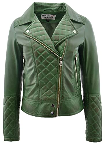 Veste de motard en cuir véritable Ziva pour femme au style intemporel