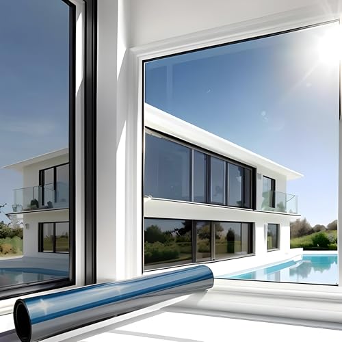 MARAPON® Pellicola per Vetri Finestre a Specchio [60x200 cm] Pellicola Specchio per Finestre - Protegge la tua Privacy e Filtra i Raggi UV o Infrarossi - Pellicola Adesiva Anti-Calore per Lucernari