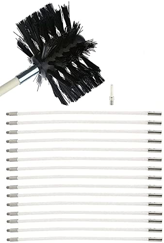 Kit De Deshollinador, Kit De Cepillo For Limpiar Chimeneas, Incluye 9 Varillas De Nailon Flexibles, 1 Cabezal De Cepillo, 1 Conector De Taladro, 41 Cm(15 Rods,610mm)