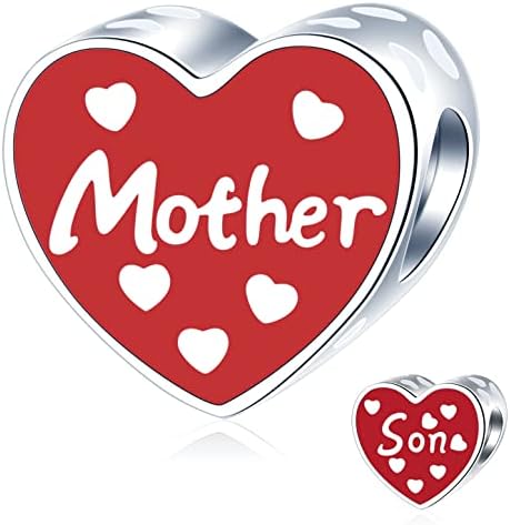 GLOWDAS Mothers Day Series Charms, Mum Dad Daughter Son, Grandma Nana Godmother Sister, Wife Husband Heart Beads in 925 Sterling Silver, fit European Bracelet, Gifts for Family/Lover/Friends