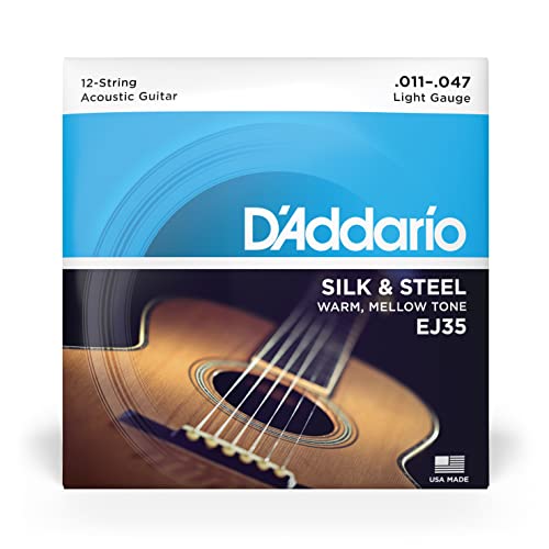 D’Addario EJ35 Cordes en soie/acier pour guitare folk 12 cordes 11-47 - Les Beatles, Paul McCartney, John Lennon, RIngo Starr, George Harrison D'Addario EJ35 Cordes en soie/acier pour guitare folk 12 cordes 11-47 – Image 3