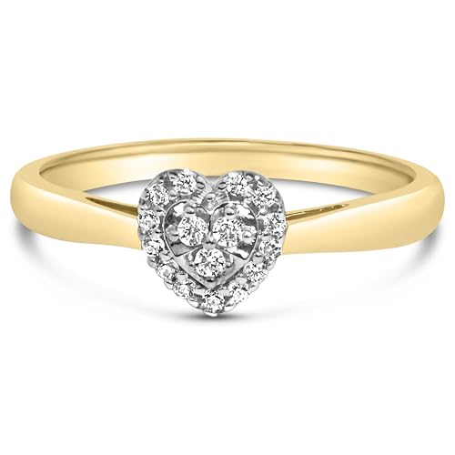 Haus of Brilliance 14K Yellow Gold Plated .925 Sterling Silver 1/10 Cttw Round-Cut Diamond Heart Engagement Ring (I-J Color, I3 Clarity) - Size 5