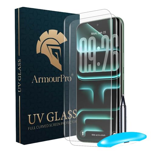 Image of ArmourPro UV Glue Tempered Glass for Infinix Note Edge, Pack of 2, Curved Screen Protector, 9H Anti Scratch, Edge to Edge Coverage, HD Clarity, Easy UV Installation Kit
