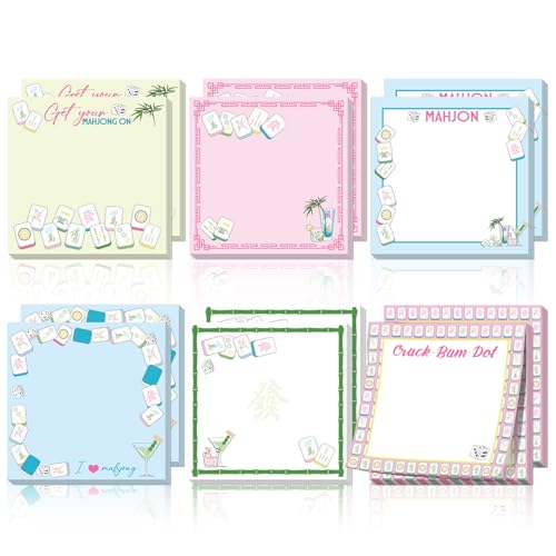 BORNERWHITE 12 Pcs Mahjong Sticky Notes 3"x3"