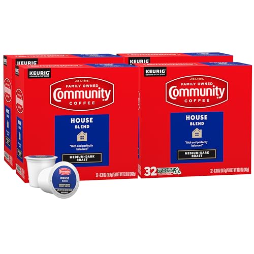 Image of Community Coffee House Blend, Medium-Dark Roast, Single-Serve Keurig K-Cup Pods, 32 Count (Pack of 4)