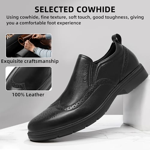Orthopedic Business Leather Dress Shoes: Comfortable Arch Support Plantar Fasciitis Formal Tuxedo Oxford for Mens, Casual Modern Classic Wingtip Slip On Loafers for Foot and Heel Pain Relief3