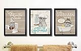 Silly Goose Gifts Gnome Bathroom Themed Art Print Design Wall Room Home Decor Set (Wash Up Gnomie)