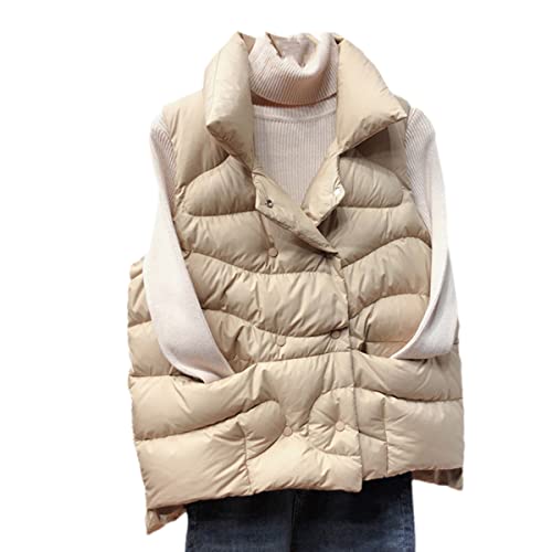 Chaleco de plumón de pato para mujer chaqueta ligera para paseos de otoño e invierno