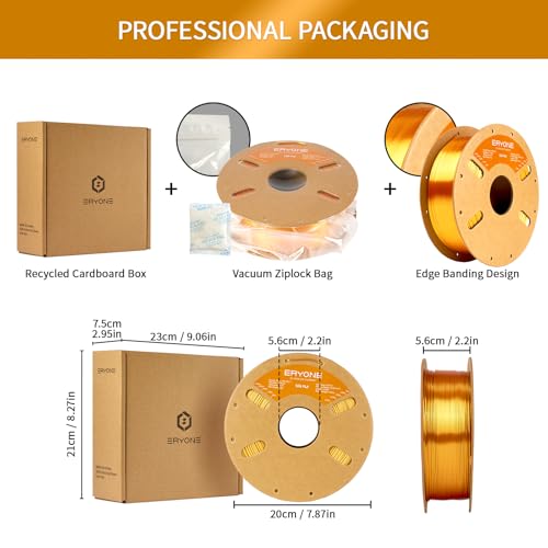Image of ERYONE Silk PLA Filament for 3D Printer 1.75mm + /- 0.03mm, Shiny Filament 1kg (2.1lbs) /Spool, Liquid Gold