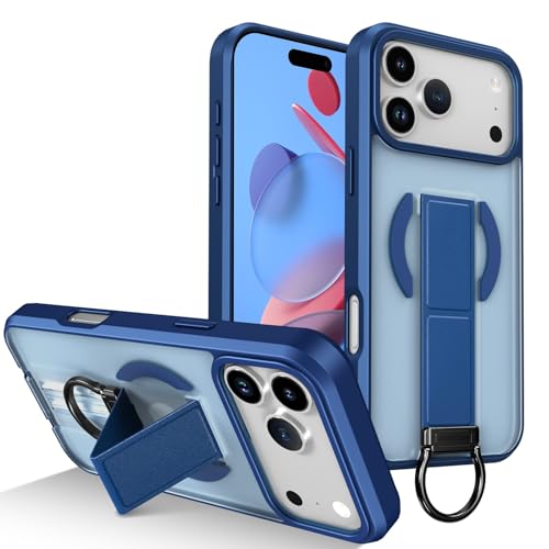 Coque iPhone 16 bleu rigide magnétique en silicone pour protection