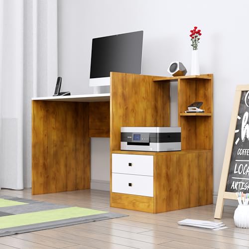 Image of Bniture Wooden Study Table for Home | Engineered Wood Study Table with Side Open Storage Area | Multi Purpose Computer Desk for Writing & Study | Laptop Table for Study Room, Giant Wood & Frosty White
