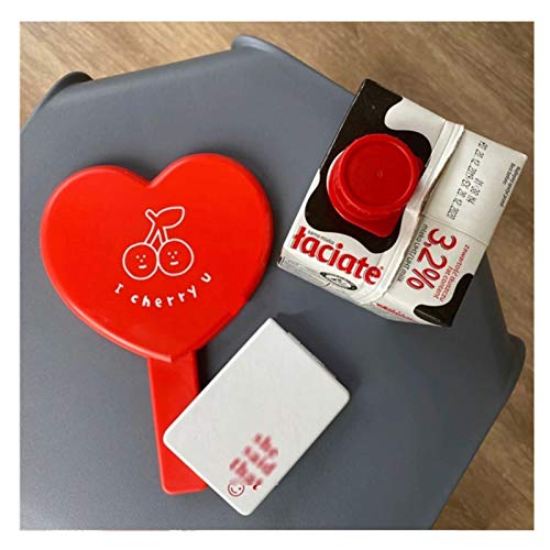 Espejo de Maquillaje de Mano en Forma de Corazón Rojo miniatura 4