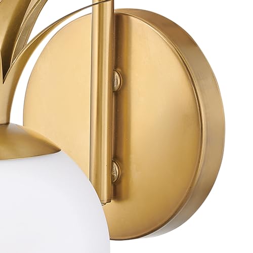 Image of Hinkley Palma 54150HB Medium Single Light Vanity, Etched Opal Shade, Classic Pineapple Motif, Damp Rated, Install Up or Down, Heritage Brass Finish