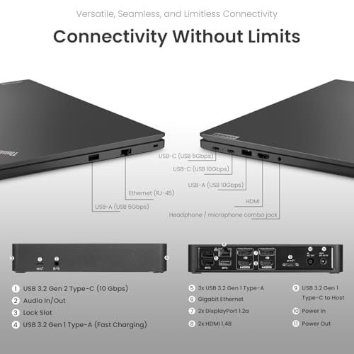 Image of Lenovo ThinkPad E14 Gen 6 Business Laptop, 14 inch FHD+ Display, AMD Ryzen 5 7535U, 16GB DDR5 RAM, 1TB SSD, Fingerprint, Backlit, Wi-Fi 6, Windows 11 Pro, Bundle with Targus USB-C 100W Docking Station