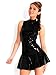 Produktbild Boowhol Sexy Damen Lackleder Kleid Rock sexy Dessous Minikleid Clubwear rückenfrei Club Anzug Enge Kleidung Party-Kleidung, M, Schwarz