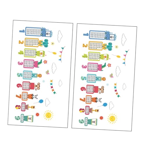 GARVALON 2 Sätze PVC Multiplikationstabelle Wandaufkleber mit Tiermotiven Selbstklebend und Langlebig Dekorativ für Kinderzimmer und Kindergarten Installieren und Wieder zu Entfernen Je