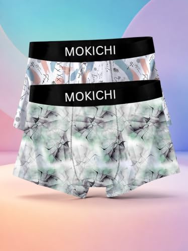 Image of Men's Printed Trunks, Pack of 2 | Abstract Geometric Design | Stretchable Elastic Waistband | Comfortable Regular Fit Underwear