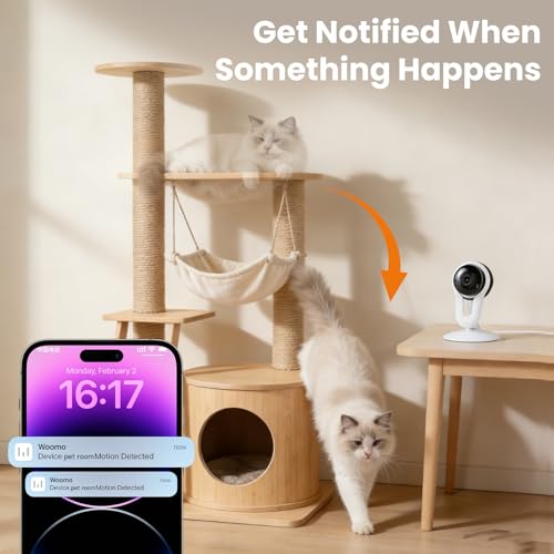 Smart Indoor Pet Camera with Phone App, 2K Home Camera for Dogs, Cats & Family, Motion & Sound Alerts, Night Vision, 2-Way Audio, Alexa Compatible - Image 4