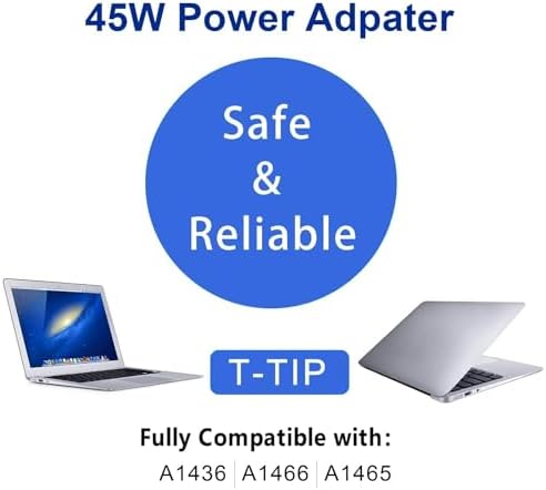 Mac book Air charger 45W sudatong Replacement T-Tip Power Adapter Laptop Charger Compatible with Mac book Air 11 13 inch Mid 2012, 2013, 2014,2015, 2017, Models A1465 A1466 A1436