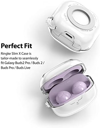 Ringke Slim-X Compatible with Samsung Galaxy Buds 2 Pro / Buds 2 Case / Galaxy Buds Pro Case /Galaxy Buds Live Case, Premium PC Protective Cover Accessory with Carabiner - Clear