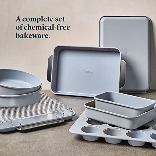 Caraway Nonstick Ceramic Bakeware Set (11 Pieces) - Baking Sheets, Assorted Baking Pans, Cooling Rack, & Storage - Aluminized Steel Body - Non Toxic, Ptfe & Pfoa Free - Gray #TOP2