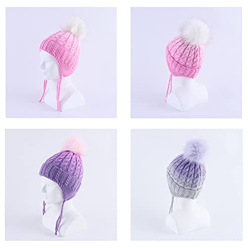 Chuangli Toddler Boys Girls Winter Hat Baby Kids Ear Flap Beanie Hat Warm Fleece Knit Beanie For Kids Fur Pom Hat Green #TOP7