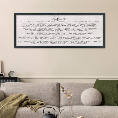 comurdyo Bible Verse Psalm 91 Wall Art Decor 32"X12" Christian