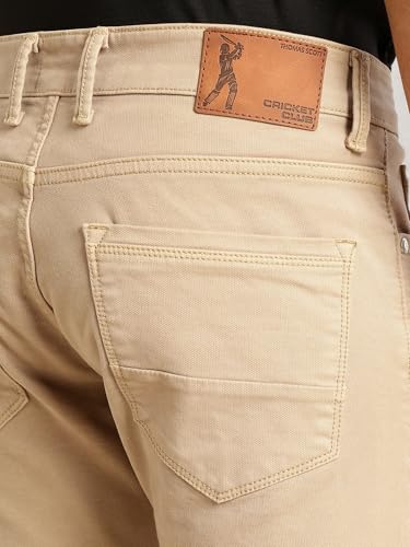 Image of Thomas Scott Men's Cricket Club Collection Straight Fit Stretchable Jeans | Mid-Rise Light Shade Denim | Clean Look | 5 Pocket Design