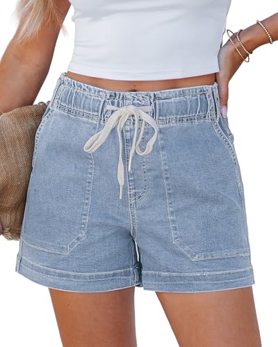 LookbookStore Short Shorts for Women Womens Drawstring Jean Shorts Nashville Outfits Roadknight Blue Size XX-Large Size 20 22