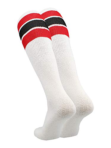 Image of TCK Retro Tube Socks with Stripes for Men & Women - 3 Stripe, 70's 80's Deadlift Socks