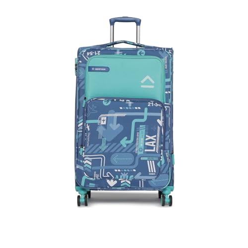 Image of uppercase JFK Plus 10100EST1DBL Large Check-in Eco Soft Trolley Bag, Dust Resistant Luggage Made of Sustainable Material, 8 Wheel Trolley Bag with TSA Lock,Travel Suitcase for Men & Women (Denim Blue)
