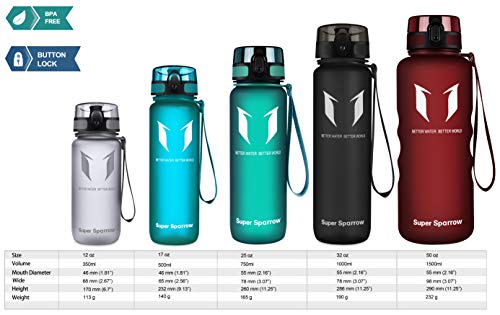 Super Sparrow Sports Water Bottle - Eco Friendly & BPA-Free Plastic - Fast Water Flow, Flip Top, Opens with 1-Click - Reusable with Leak-Proof Lid (Methyl Blue, 350ml-12oz)