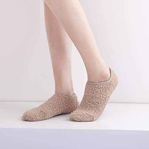 Image of SKOLA Cozy Winter Fuzzy Women Socks Grip Slippers Fluffy House Non Skid Microfiber Socks