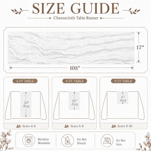 24 Pack White Cheesecloth Table Runner 17x108 Inch Semi Sheer Table Runners by Miraluna - Used condition - Image 3