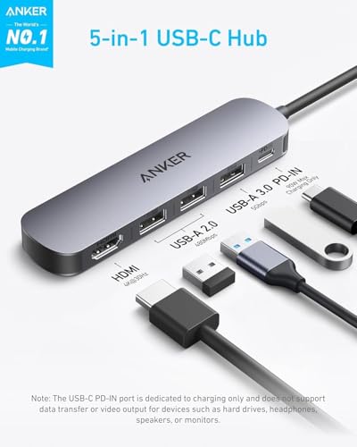 Anker USB C Hub, 5-in-1 USB Hub for Laptops&Anker USB C to HDMI Adapter (4K@60Hz) - image 3