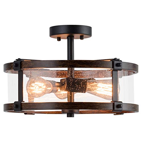 Tangkula Semi Flush Mount Ceiling Light, 3-Light Close To Ceiling Light Fixtures, Bubble